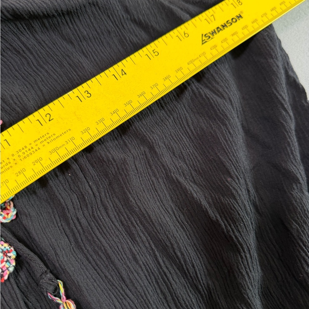 Black Boho Halter Dress Embroidered Tassel Flowy Summer - Picture 5 of 8